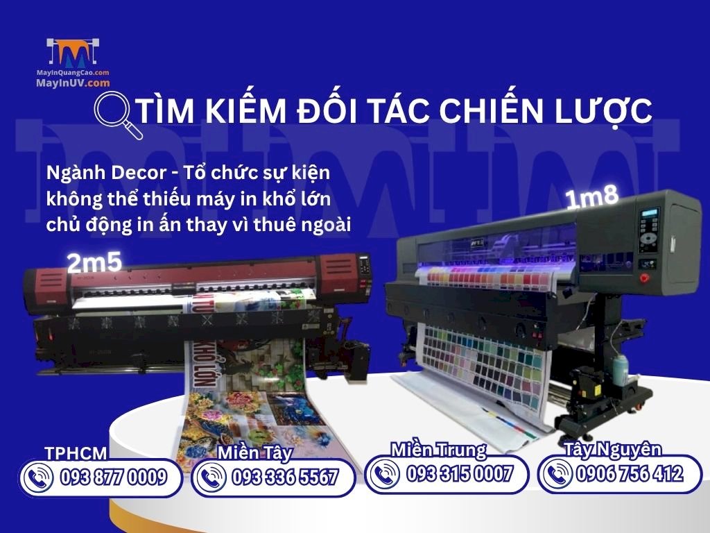 MayInQuangCao đối tác cung cấp máy in khổ lớn cho công ty chuyên tổ chức & trang trí event, decor sự kiện