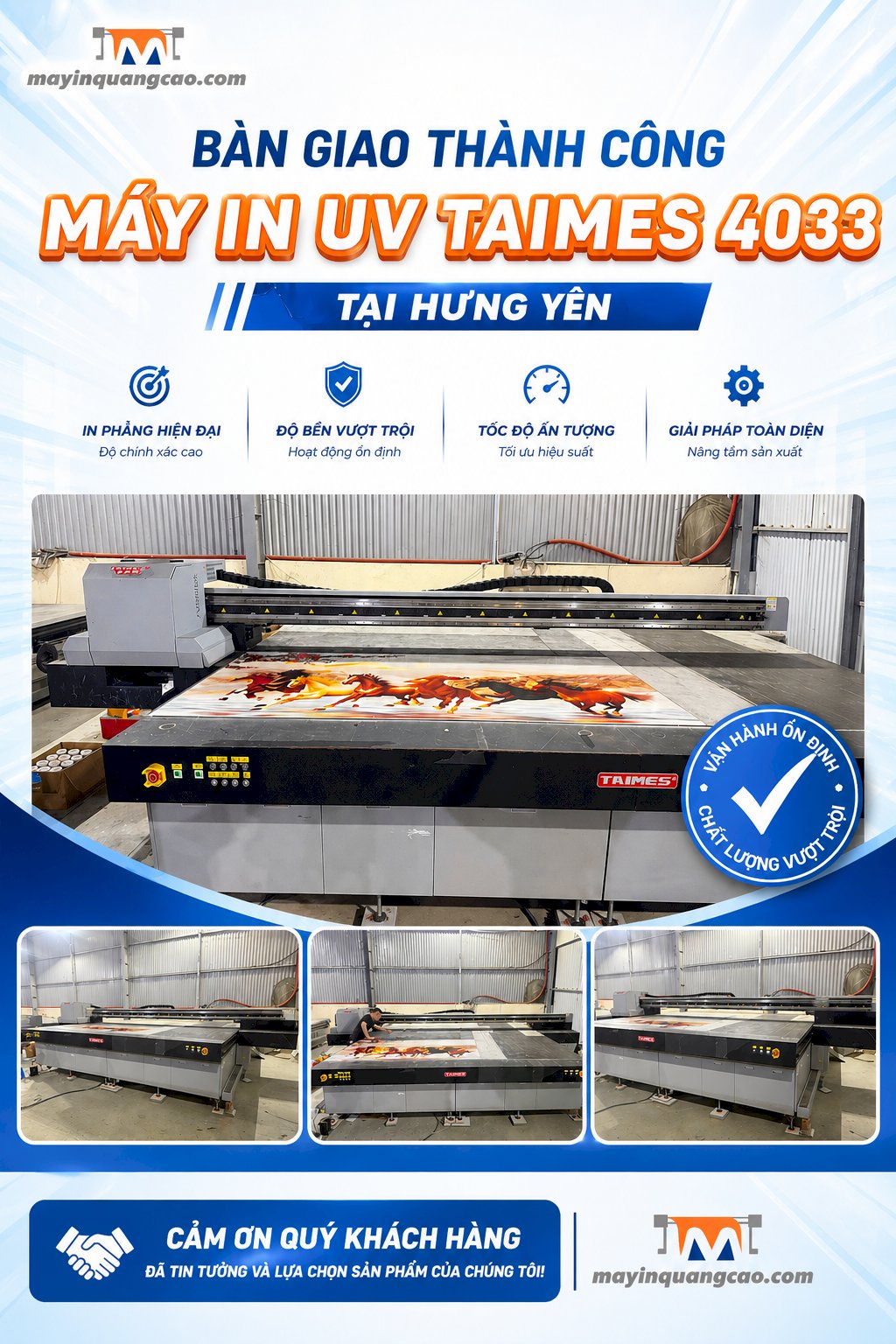 Siêu máy in uv phẳng Taimes 4033 vừa được lắp đặt tại Hưng Yên
