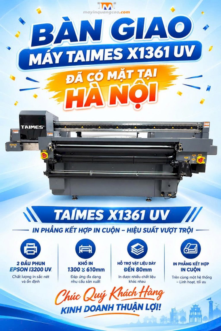 Máy in TAIMES X1361 UV khổ in 1m3 được lắp đặt thành công tại Hà Nội