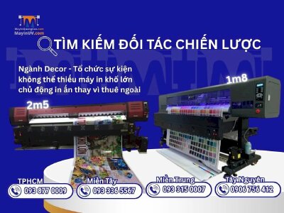 MayInQuangCao đối tác cung cấp máy in khổ lớn cho công ty chuyên tổ chức & trang trí event, decor sự kiện