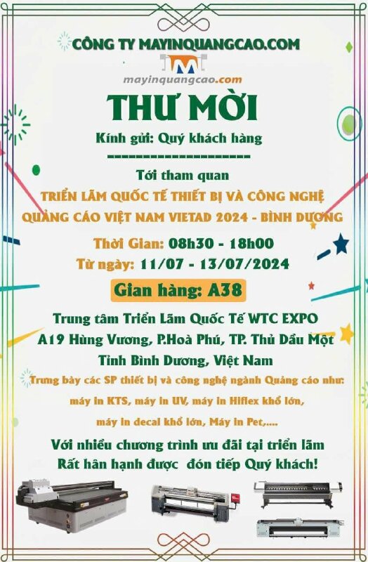Công ty TNHH MayInQuangCao.com gửi thư mời sự kiện VietAd 2024 - Bình Dương - Ảnh: 1
