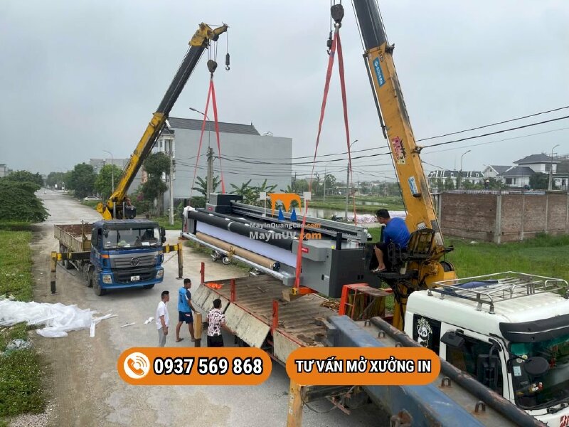 MayInQuangCao.com đồng hành cùng Quảng cáo Nhật Thành tại Thanh Hóa: bàn giao & lắp đặt hệ thống máy in Taimes và dây chuyền phủ màng PET